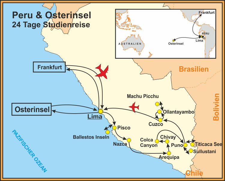 Reiseroute Peru Reisen und Osterinsel Reisen